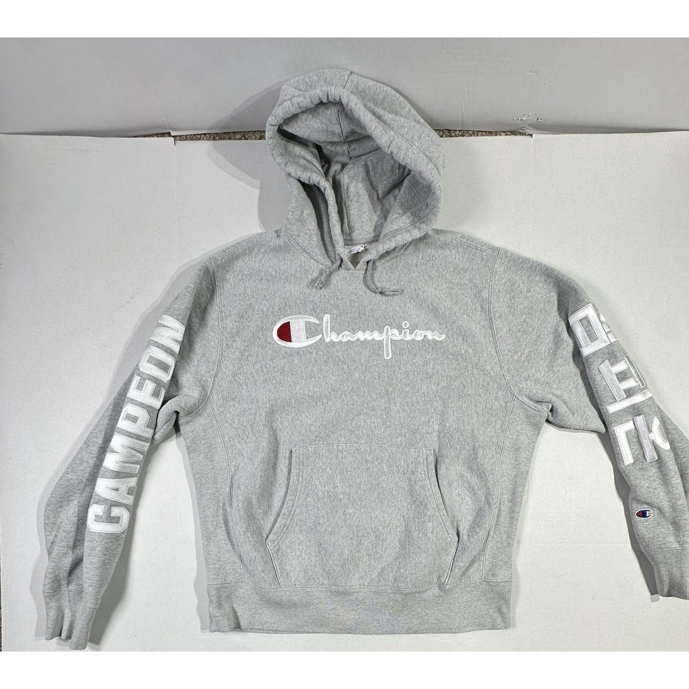 Champion Reverse Weave Hoodie Large Gray Campeon Japan Script Rare